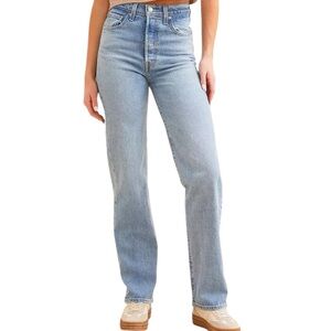 Levi’s Ribcage Women’s  Denim Jeans size 32” High Rise Straight Button Fly Blue